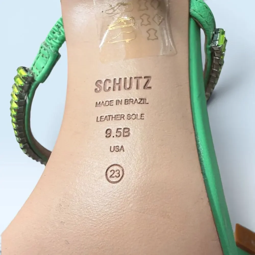 SCHUTZ green leather